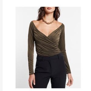 Express Body Contour Compression silky long sleeve wrap top